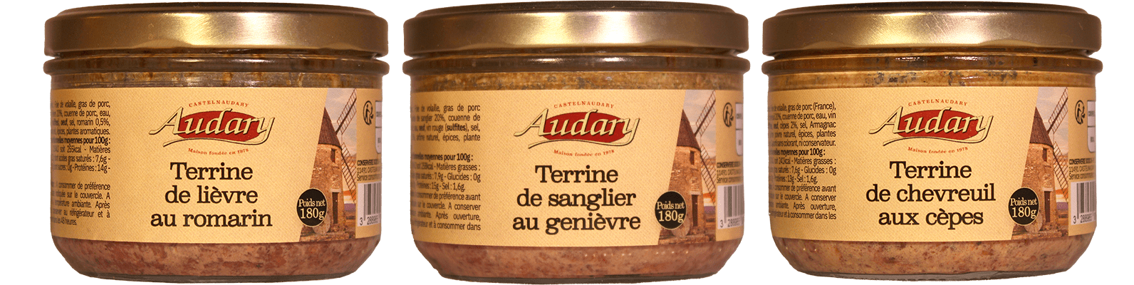 Lot "gibiers" . 3 pâtés de 180g - ref. : 506500