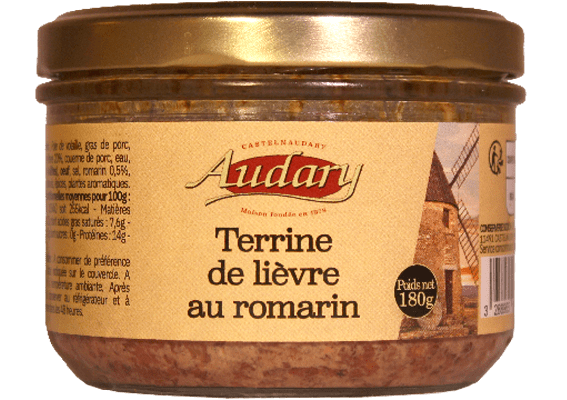 Terrine de lièvre au romarin . 180g - ref. : 507018