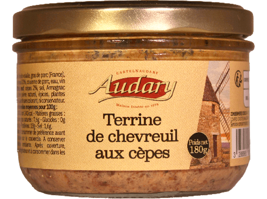 Terrine de chevreuil aux cèpes . 180g - ref. : 508018